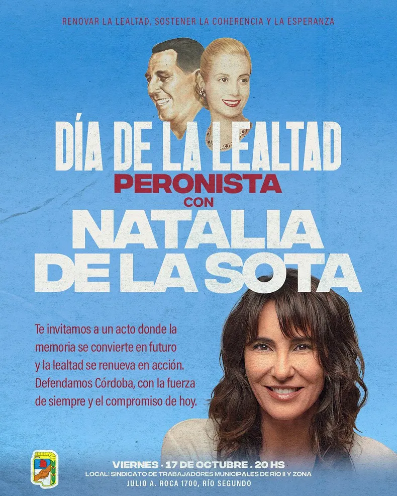 Afiche acto Natalia de la Sota Río Segundo