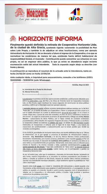 Comunicado Cooperativa Horizonte 28_05_2024