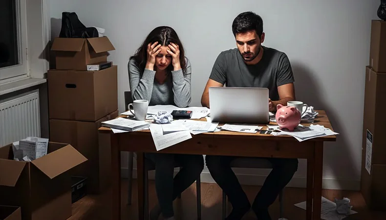 Familias endeudadas pareja preocupada