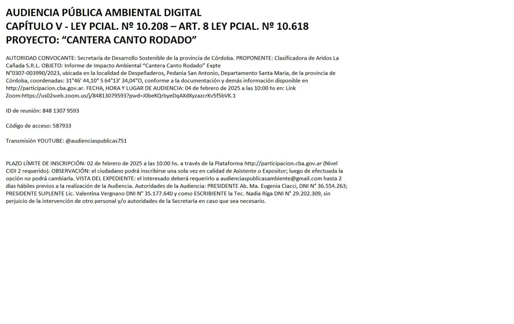 Audiencia Pública 2025'113y14