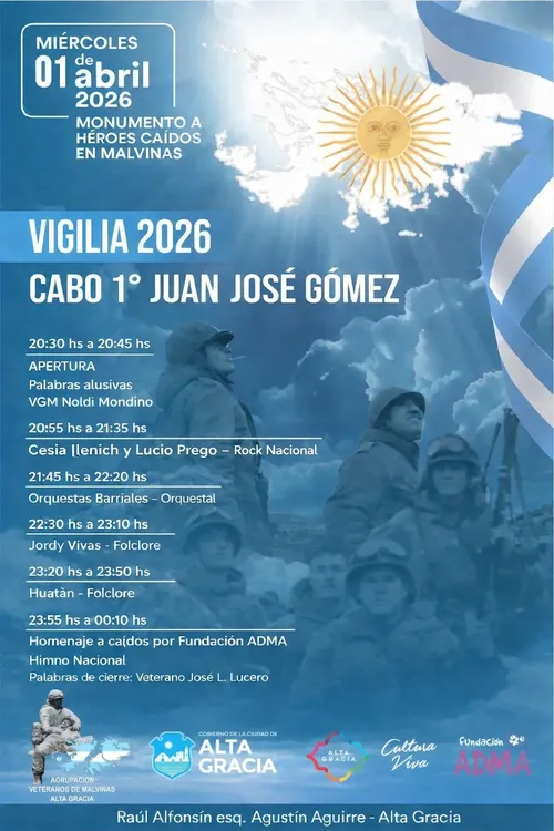 Afiche vigilia Malvinas 2026