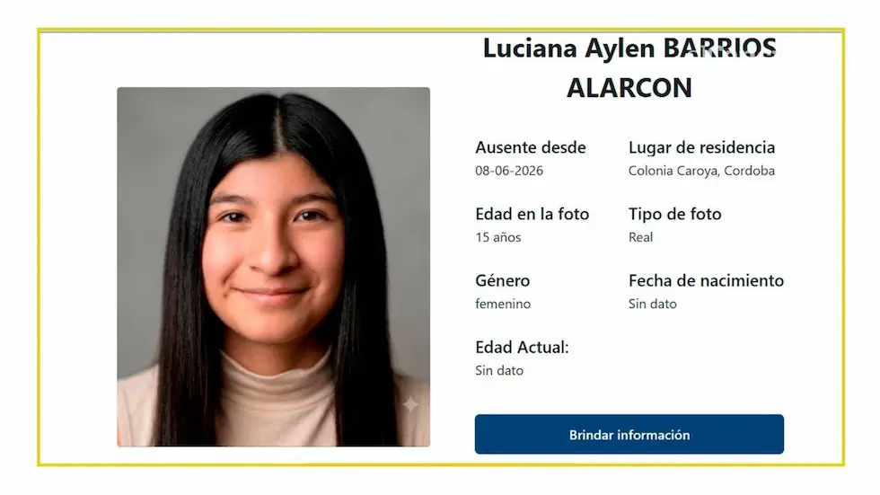 ALERTA SOFIA Luciana Aylén Barrios Alarcón